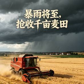 暴雨將至，搶收千畝麥田